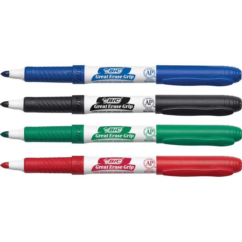 BIC CORPORATION Great Erase Grip Dry Erase Fine Point Markers (4 Pack